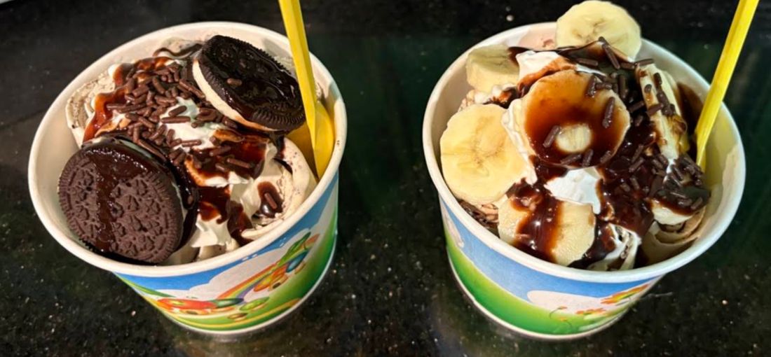 Oreo and banana Thai ice cream sundaes at Arctic Bites