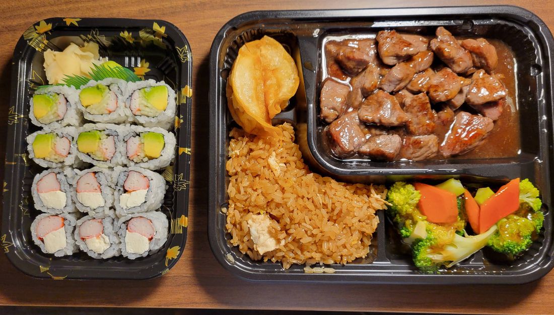 Sushi and hibachi steak combo at Arctic Bites
